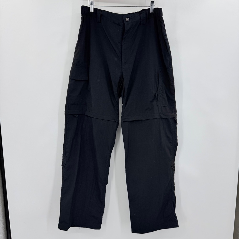 Canyon Creek Convertible Cargo Pants Mens L Black 90s Parachute Zip Off Nylon